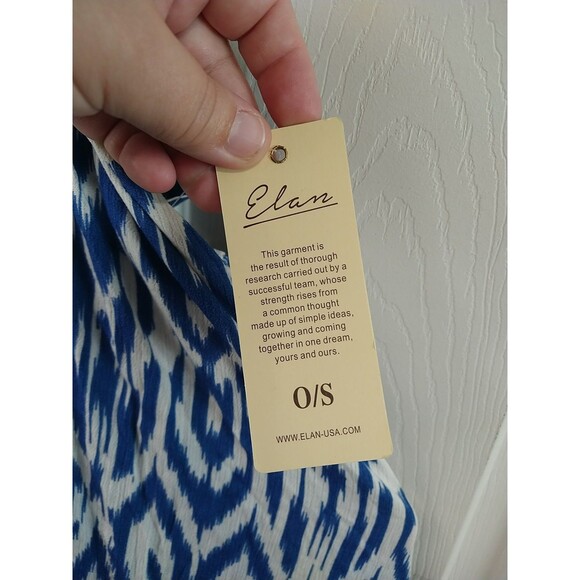 Elan Woman OS Maxi Dress Cristina Halter Blue Print NWT Boho Lagenlook Casual - Picture 5 of 8